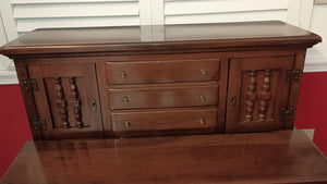 Antique Secretary's Desk With Fold Out Writing Table Drawers And Built In Organizers