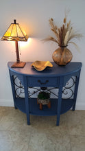 (SOLD) Half Moon Wall Console Table with Drawer - Nautical Blue