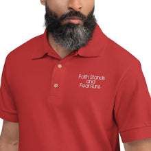 Faith Stands and Fear Runs Embroidered Polo Shirt