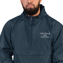 Faith Stands and Fear Runs Embroidered Champion Packable Jacket